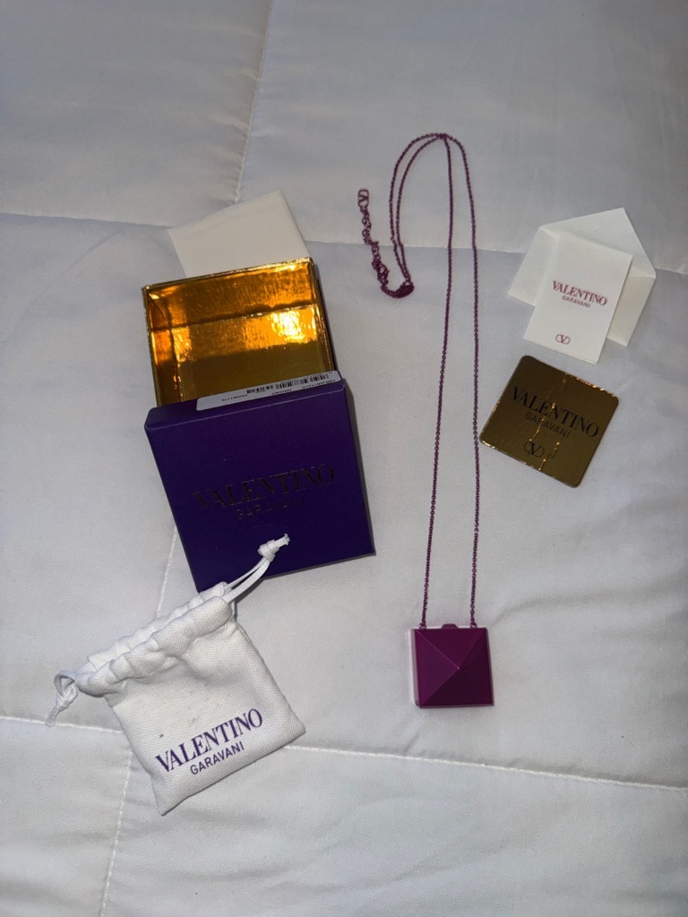 Valentino Garavani Fuchsia mirror box  Pendant Necklace